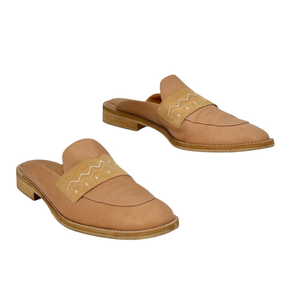 Sundance Mules Loafer Women's 38 8 Slip On Embroidered Leather Boho Relaxed Easy - Picture 5 of 11